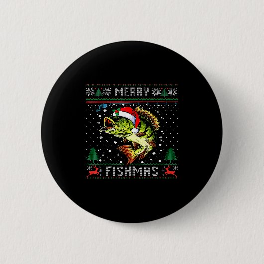 Badge Rond 5 Cm Merry Fishmas B Fish Fishing Christmas Ugly Sweate (Devant)