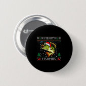 Badge Rond 5 Cm Merry Fishmas B Fish Fishing Christmas Ugly Sweate (Devant & derrière)