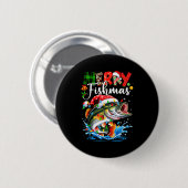 Badge Rond 5 Cm Merry Fishmas Fish Fishing Merry Xmas Christmas Me (Devant & derrière)