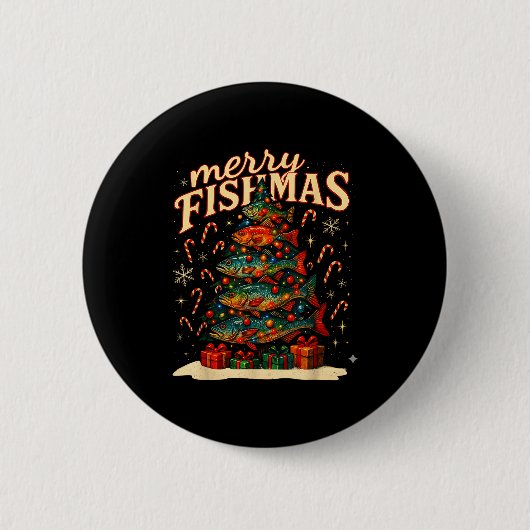 Badge Rond 5 Cm Merry Fishmas Funny Fishing Christmas Design  (Devant)
