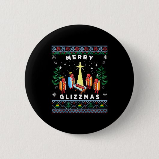 Badge Rond 5 Cm Merry Glizzmas Funny Ugly Christmas Sweater Glizzy (Devant)