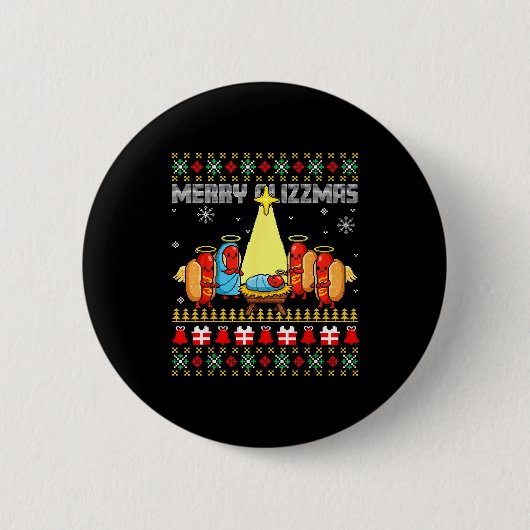 Badge Rond 5 Cm Merry Glizzmas Ugly Christmas Sweaters Hot Dogs Xm (Devant)