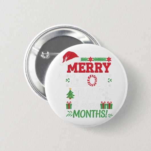 Badge Rond 5 Cm Merry Leon Day Noel Ckwards Funny Christmas Counte (Devant & derrière)