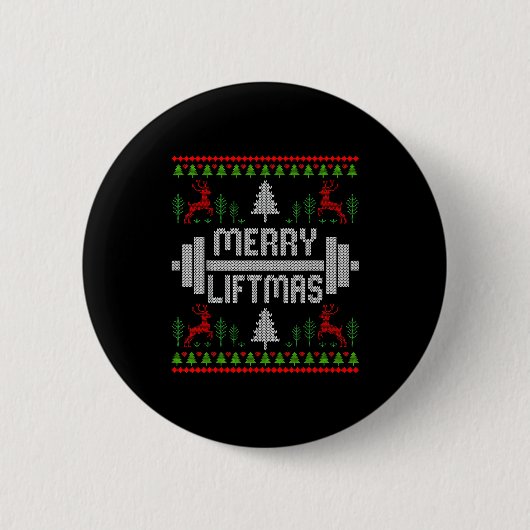 Badge Rond 5 Cm Merry Liftmas - Trainer Ugly Style Christmas  (Devant)