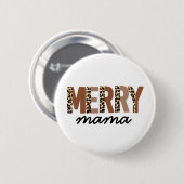 Badge Rond 5 Cm "Merry Mama" Bloc de couleur moderne Leopard Boho (Devant & derrière)