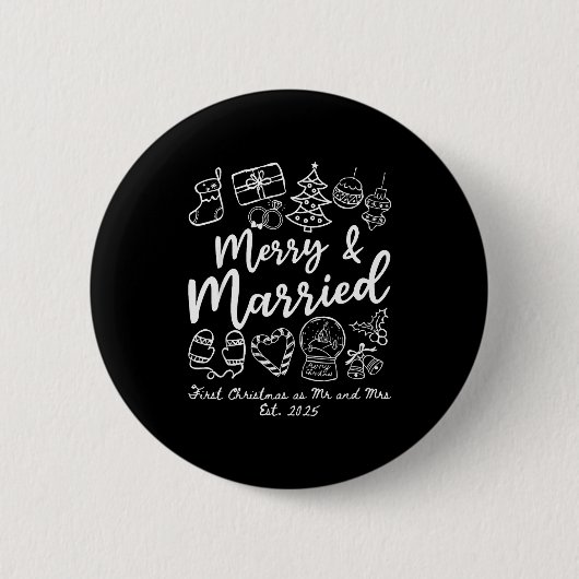 Badge Rond 5 Cm Merry Married First Christmas As Mr And Mrs 2025 N (Devant)