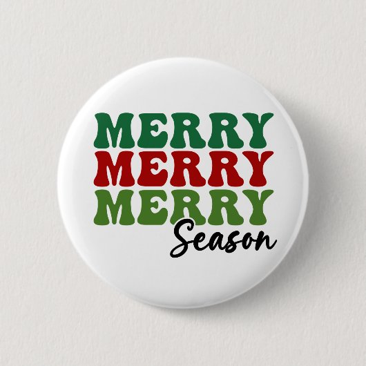 Badge Rond 5 Cm Merry Merry Merry Saison - Retro Holiday Art (Devant)