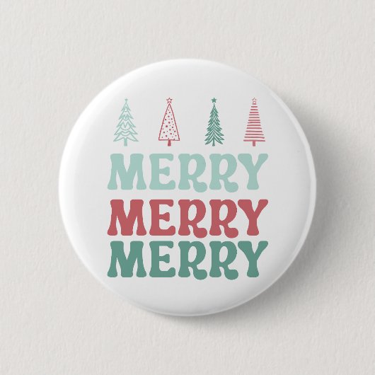 Badge Rond 5 Cm Merry Merry Merry with Pastel Boho Christmas Trees (Devant)