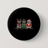Badge Rond 5 Cm Merry Ratmas Christmas Santa Rat Mouse Lover Anima (Devant)