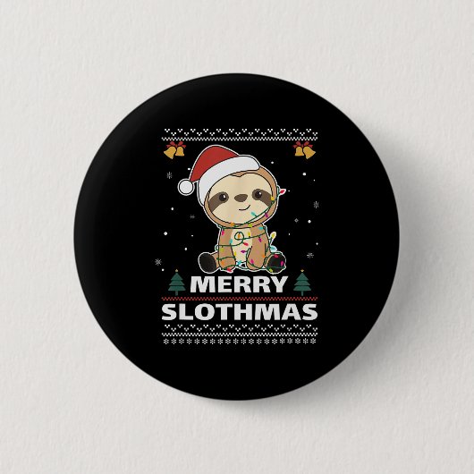 Badge Rond 5 Cm Merry Slothmas Funny Sloth Christmas Pun (Devant)