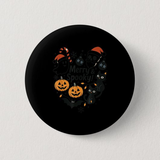Badge Rond 5 Cm Merry Soky Halloween Christmas Cute Cats Pumpkins (Devant)