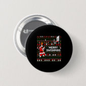 Badge Rond 5 Cm Merry Swishmas Santa Basketball Ugly Sweater Style (Devant & derrière)