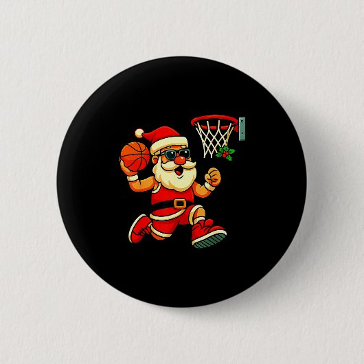 Badge Rond 5 Cm Merry Swishmas Ugly Christmas Sweater Basketball C (Devant)