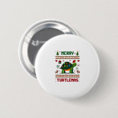 Badge Rond 5 Cm Merry Turtlemas Christmas Lights Cute Turtle Santa (Devant & derrière)