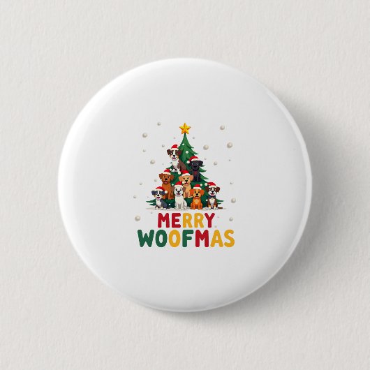 Badge Rond 5 Cm Merry Woofmas - Merry Christmas For Dog Lovers (1) (Devant)