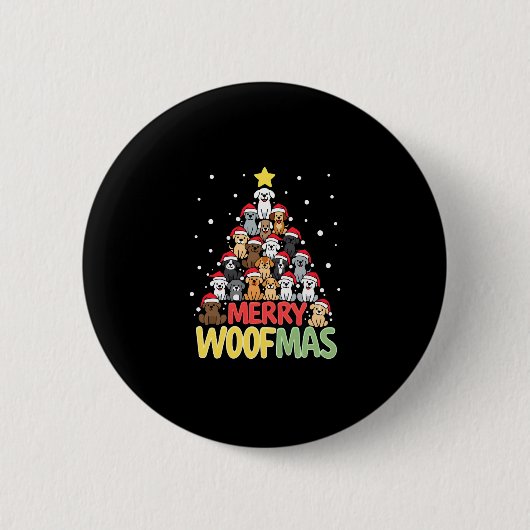 Badge Rond 5 Cm Merry Woofmas - Merry Christmas For Dog Lovers (3) (Devant)