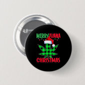 Badge Rond 5 Cm Merryjuana Weed Leaf Funny Christmas Pajama X-mas (Devant & derrière)