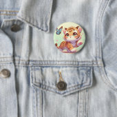 Badge Rond 5 Cm Merveilleuse dans les yeux d'un chaton (En situation)