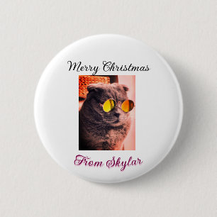 Badge Rond 5 Cm Merveilleux chien de chat de Noël animal de compag