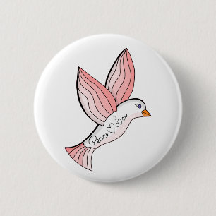 Badge Rond 5 Cm Merveilleux Peace and Love Dove