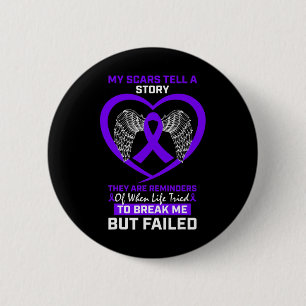 Badge Rond 5 Cm Mes cicatrices racontent une histoire Purple Fibro