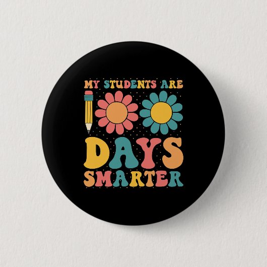 Badge Rond 5 Cm Mes Étudiants Sont 100 Jours Smarter Retro Teac Su (Devant)
