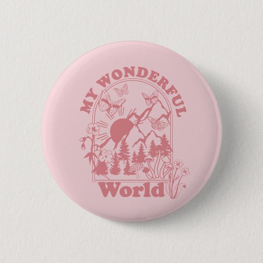 Badge Rond 5 Cm Mes merveilleuses fleurs rétro du monde (Devant)