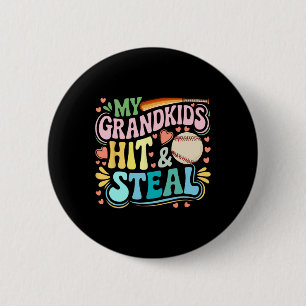 Badge Rond 5 Cm Mes petits-enfants frappent et volent le baseball 