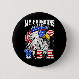 Badge Rond 5 Cm Mes Pronounes Sont Usa Aigle Américain Amusant 4èm