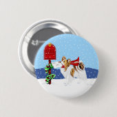 Badge Rond 5 Cm Message de Noël Sable Papillon (Devant & derrière)