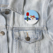 Badge Rond 5 Cm Message de Noël Sable Papillon (En situation)