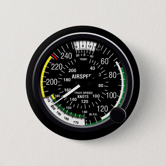Badge Rond 5 Cm Mesure d'anénomètre d'avions (Devant)
