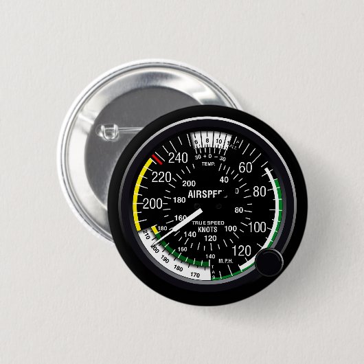Badge Rond 5 Cm Mesure d'anénomètre d'avions (Devant & derrière)