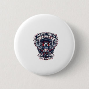 Badge Rond 5 Cm Metal Ailes Patriotiques Musique Patriotique Rock 