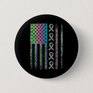 Badge Rond 5 Cm Métastatique Cancer du sein Drapeau Sensibilisatio