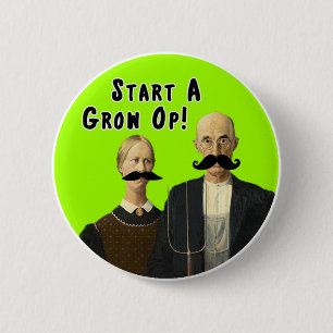 Badge Rond 5 Cm Mettez en marche un bouton op de moustache de
