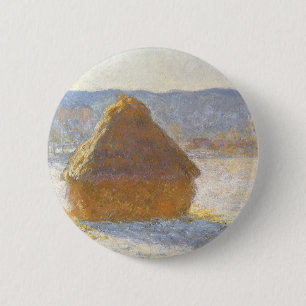 Badge Rond 5 Cm Meule le matin, effet de neige de Claude Monet