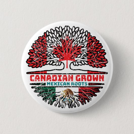 Badge Rond 5 Cm Mexique Mexique Canada drapeau des racines d'arbre (Devant)