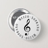 Badge Rond 5 Cm Mezzo-Soprano Chanteur Bouton Clé Treble (Devant & derrière)