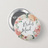 Badge Rond 5 Cm Mi-été Floral Bridesmaid (Devant & derrière)