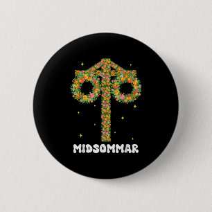 Badge Rond 5 Cm Mi-été Solstice Maypole Midsomum Suède