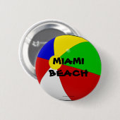 Badge Rond 5 Cm Miami Beach, bouton balle de plage (Devant & derrière)