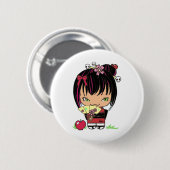 Badge Rond 5 Cm Miao effrayant mignon - poupée gothique de kokeshi (Devant & derrière)