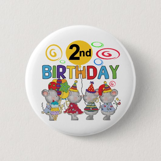 Badge Rond 5 Cm Mice 2e anniversaire T-shirts et cadeaux (Devant)