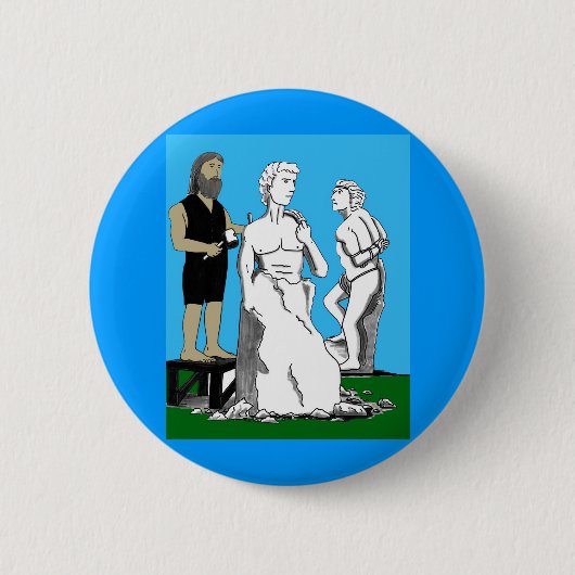 Badge Rond 5 Cm Michaël Angelo découpant David (Devant)