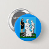 Badge Rond 5 Cm Michaël Angelo découpant David (Devant & derrière)