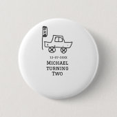 Badge Rond 5 Cm Michael turning two birthday toy car traffic light (Devant)
