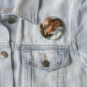 Badge Rond 5 Cm Michelangelo Création Adam Dieu Art (En situation)