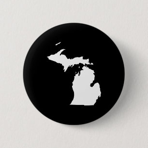 Badge Rond 5 Cm Michigan en blanc et noir