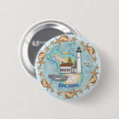 Badge Rond 5 Cm Michigan Shells Lighthouse épinglette (Devant & derrière)